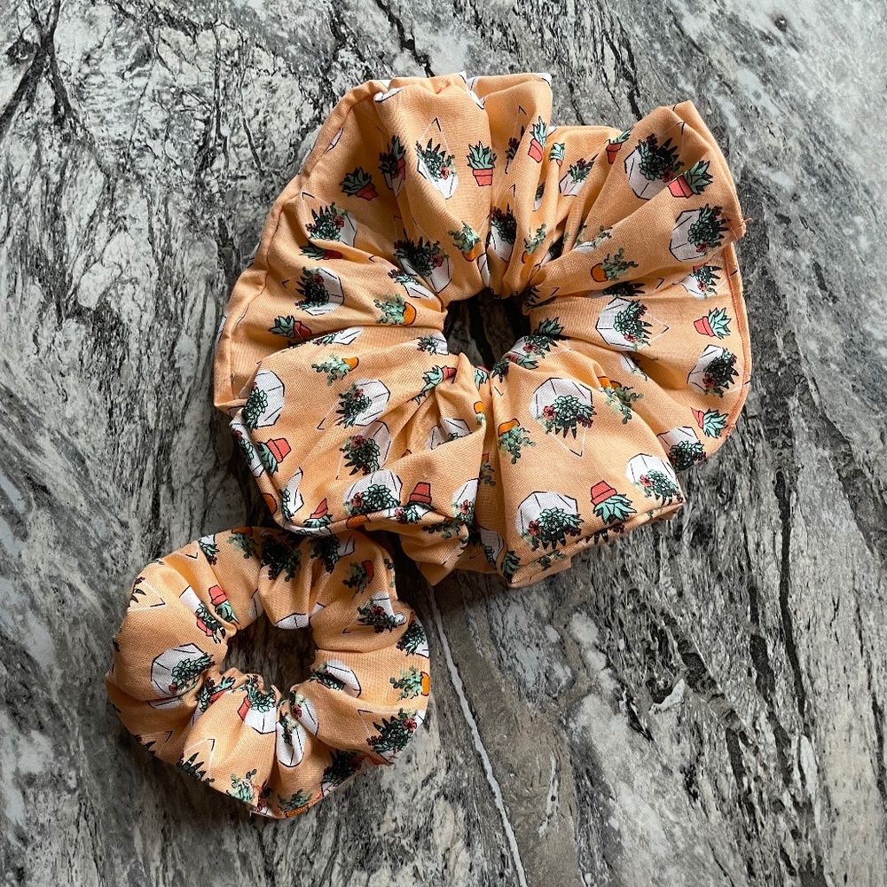 Succulent Pastel Orange Small Scrunchies